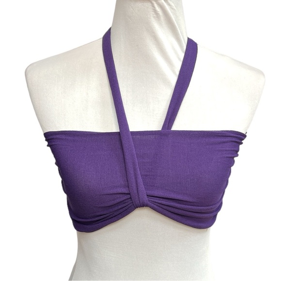 Zara Ribbed Halter Cropped Top Purple Size Small - Picture 3 of 12